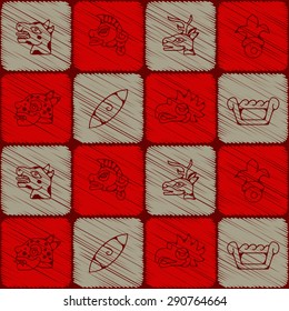 Seamless background with Aztec calendar Day glyphs for your design