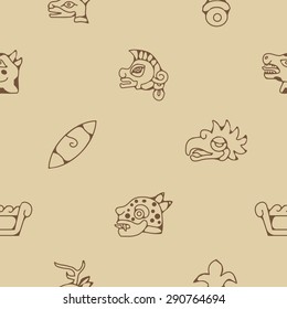 Seamless background with Aztec calendar Day glyphs for your design