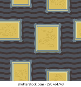 Seamless background with Aztec calendar Day glyphs for your design