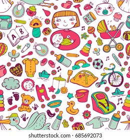 Seamless background Baby Care in vector format