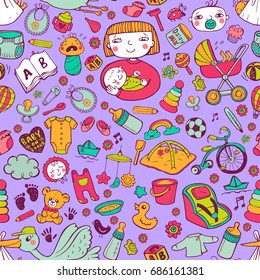 Seamless background Baby Care in vector format