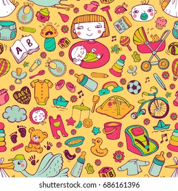 Seamless background Baby Care in vector format