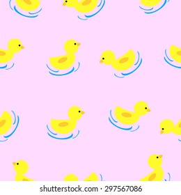 Seamless Background - Baby ducks at pink background 
