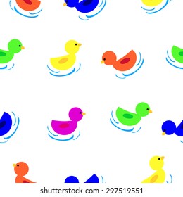 Seamless Background - Baby ducks at white background 
