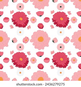 Seamless background baby floral pattern. Children's room wallpaper or trendy boho style print