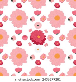 Seamless background baby floral pattern. Children's room wallpaper or trendy boho style print