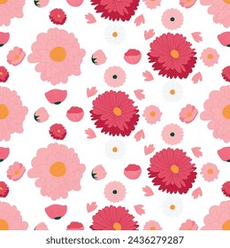 Seamless background baby floral pattern. Children's room wallpaper or trendy boho style print.