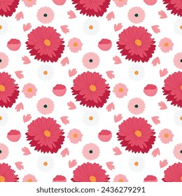 Seamless background baby floral pattern. Children's room wallpaper or trendy boho style print