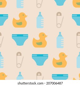 Seamless background with baby stuff
