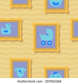 Seamless background with baby stuff