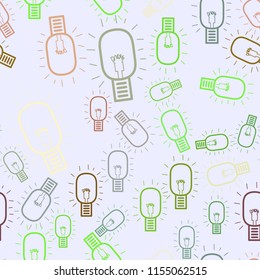 Seamless background or backdrop, bulb hand drawn, for design texture. Vector artwork.