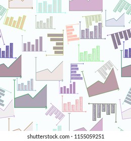 Seamless background or backdrop, financial graph hand drawn, for design texture. Vector artwork.