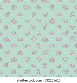 seamless background, bakery, bagel, coffee, cup, tea, candy, biscuit, pie, sandwich, cake, cracker, bread