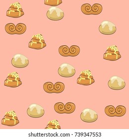 Seamless background with bakery. Vector illustration.