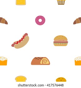Seamless background with bakery for your design