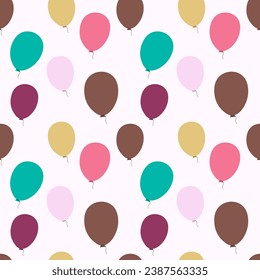 Seamless background with balloons of different colors for children's parties.Vector illustration.