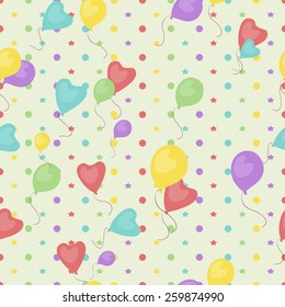 seamless background of balloons and stars