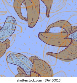 Seamless background with banana. Tropical pattern with fresh banana vector. 