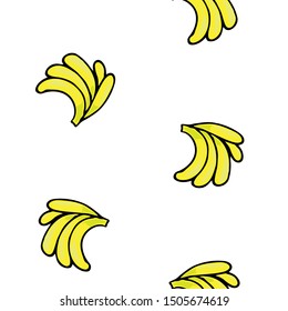 Seamless background with bananas. Cartoon flat style hand-drawn. Design for wrapping paper, fabric, wallpaper. Vector illustration