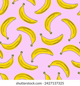 Seamless background with bananas. Vector summer pattern.