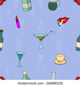Seamless background with bar menu elements. Vector illustration