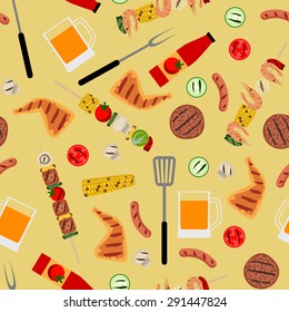 Seamless background with barbecue food. BBQ party