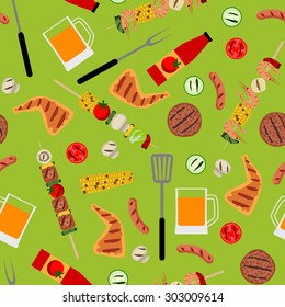 Seamless background with barbecue food. BBQ party