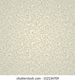 Seamless background baroque style beige color. Vintage luxury Pattern. Retro Victorian. Ornament Damascus style. Elements of flowers, leaves. Vector illustration. Wallpaper, print packaging, textiles.
