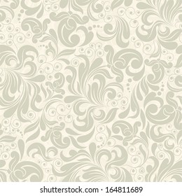Color barroco de fondo impecable de color beige. Patrón de lujo vintage. El retro victoriano. Ornamento estilo Damasco. Elementos de flores, hojas. Ilustración vectorial. Papel pintado, embalajes impresos, textiles.