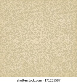 Seamless background baroque style beige color. Vintage Pattern. Retro Victorian. Ornament in Damascus style. Elements of flowers, leaves. Vector illustration. Wallpaper, print packaging, textiles.