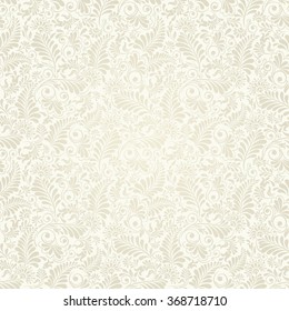 Seamless background baroque style beige color. Vintage Pattern. Retro Victorian. Ornament in Damascus style. Elements of flowers, leaves. Vector illustration. Wallpaper, print packaging, textiles.
