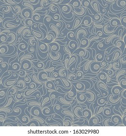 Seamless background baroque style blue color. Vintage luxury Pattern. Retro Victorian. Ornament Damascus style. Elements of flowers, leaves. Vector illustration. Wallpaper, print packaging, textiles.