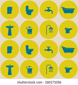 Seamless background with bathroom icons for your design