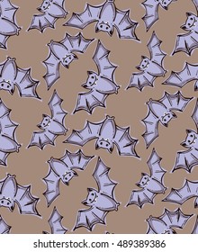 Seamless background with bats. Hand drawn Vector illustration.