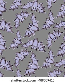 Seamless background with bats. Hand drawn Vector illustration.