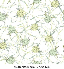 Seamless background with beads and berries.