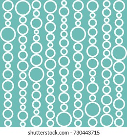 Seamless background with beads made of white circles and bubbles on blue background. String with balls. Vector illustration. wallpaper.