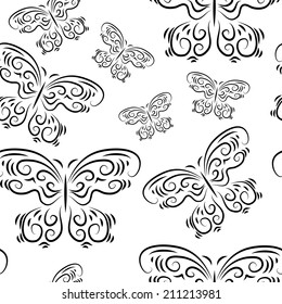 Seamless background with a beautiful butterflies
