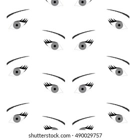 seamless background with beautiful eyes, endless eye pattern. Pattern can be used for wallpaper, web page background, surface textures. 