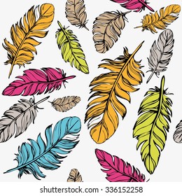 Seamless background with beautiful feathers of a bird. Repeating texture. Fabric design, background, wallpaper.
Boho Style