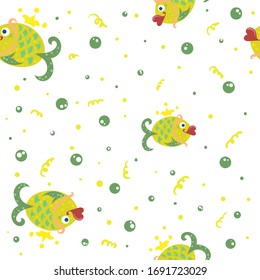 seamless background with beautiful goldfish princesses, can be applied for fabric or scrapbooking print