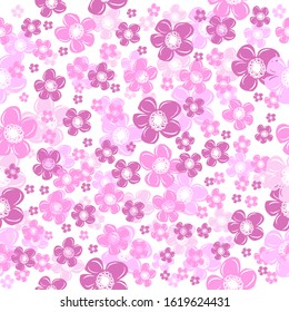 The seamless background is beautiful graphic pink flowers. Vector