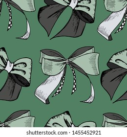 Seamless background with beautiful hand drawn bows. Vector illustration