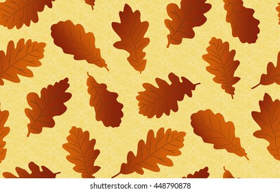 Seamless background with beautiful oak leaves. There is an option in the vector.
