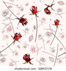 Seamless background.  Beautiful  rose. Textile vector pattern