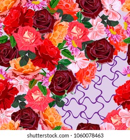 Seamless background with beautiful roses. Design for cloth, wallpaper, gift wrapping. Print for silk, calico and home textiles.Vintage natural pattern
