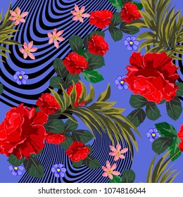 Seamless background with beautiful roses. Design for cloth, wallpaper, gift wrapping. Print for silk, calico and home textiles.Vintage natural pattern