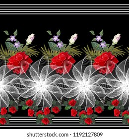 Seamless background with beautiful roses. Design for cloth, wallpaper, gift wrapping. Print for silk, calico and home textiles.Vintage natural pattern