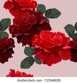 Seamless background with beautiful roses. Design for cloth, wallpaper, gift wrapping. Print for silk, calico and home textiles.Vintage natural pattern