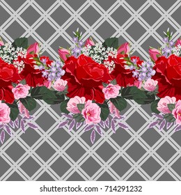 Seamless background with beautiful roses. Design for cloth, wallpaper, gift wrapping. Print for silk, calico and home textiles.Vintage natural pattern
